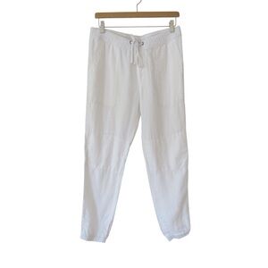 James Perse Womens Linen Utility Pant 2 Medium White Drawstring Waist Tapered